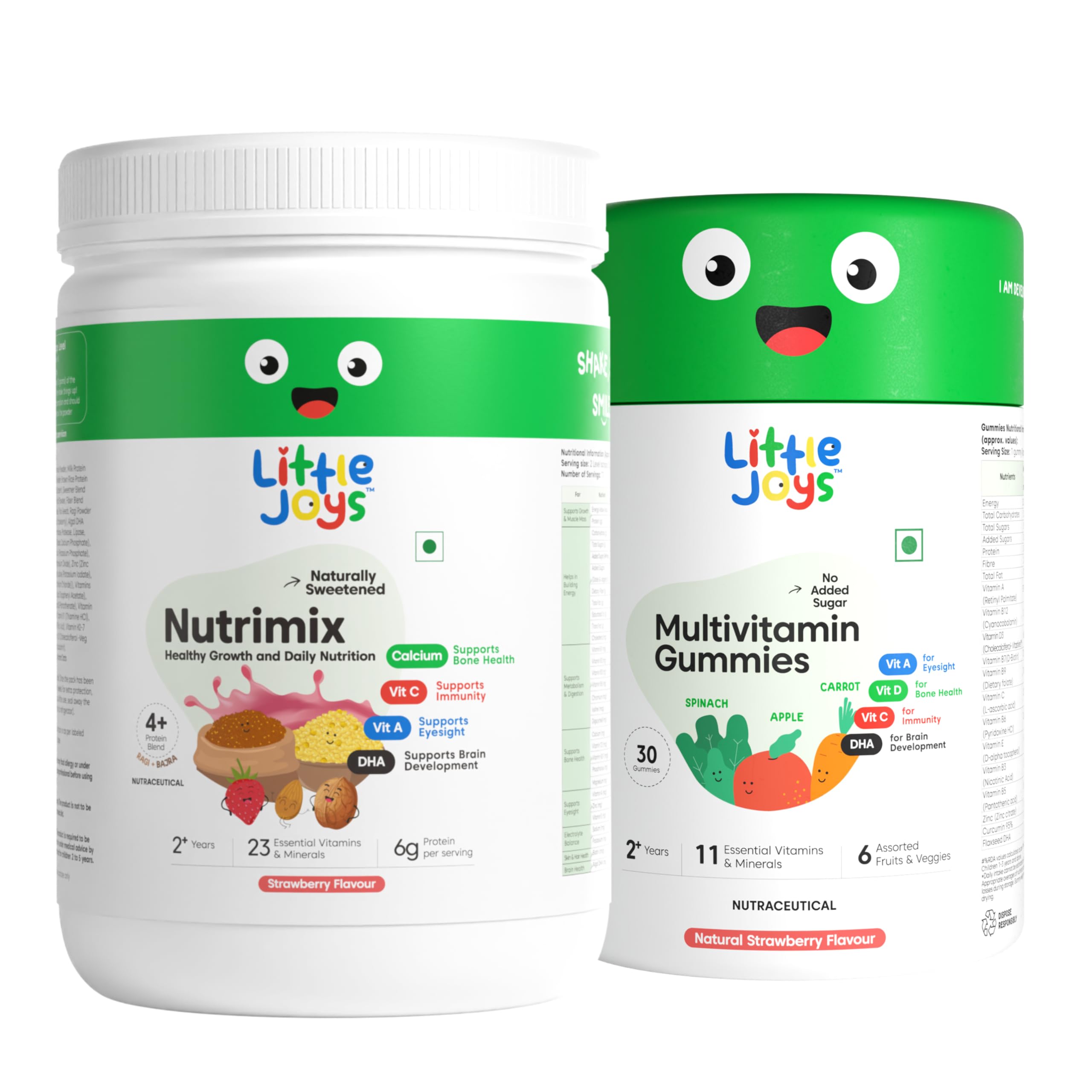 Little Joys Immunity Boosting Kit | 2-6 years | With Strawberry Nutrimix (350g) & Multivitamin Gummies (30N) | For Better Immunity & Health | With Ragi, Bajra, Vitamin A, C, D3, B12, Zinc & DHA