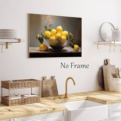 Miniatura 3 de Arte de pared vintage de limón francés, naturaleza muerta, lienzo con estampado de frutas amarillas, ilustraciones para pared, antiguo, 16 x 24