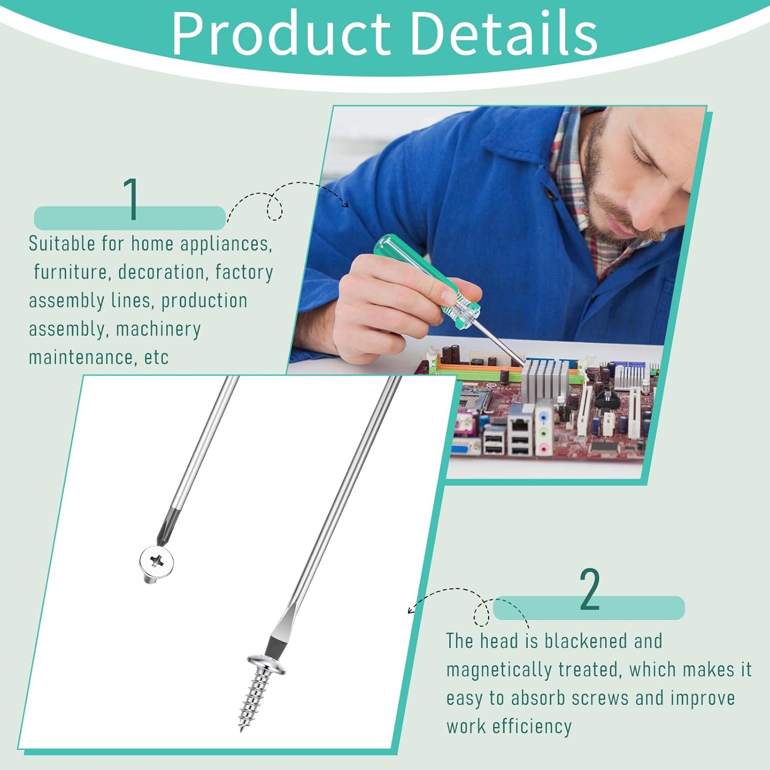 Magnetic Screwdriver Set, Small Screwdriver Tool ​flat Head and Phillips Screw Driver, Tiny Screwdrivers for Repair Musical Instruments Home Improvement Craft