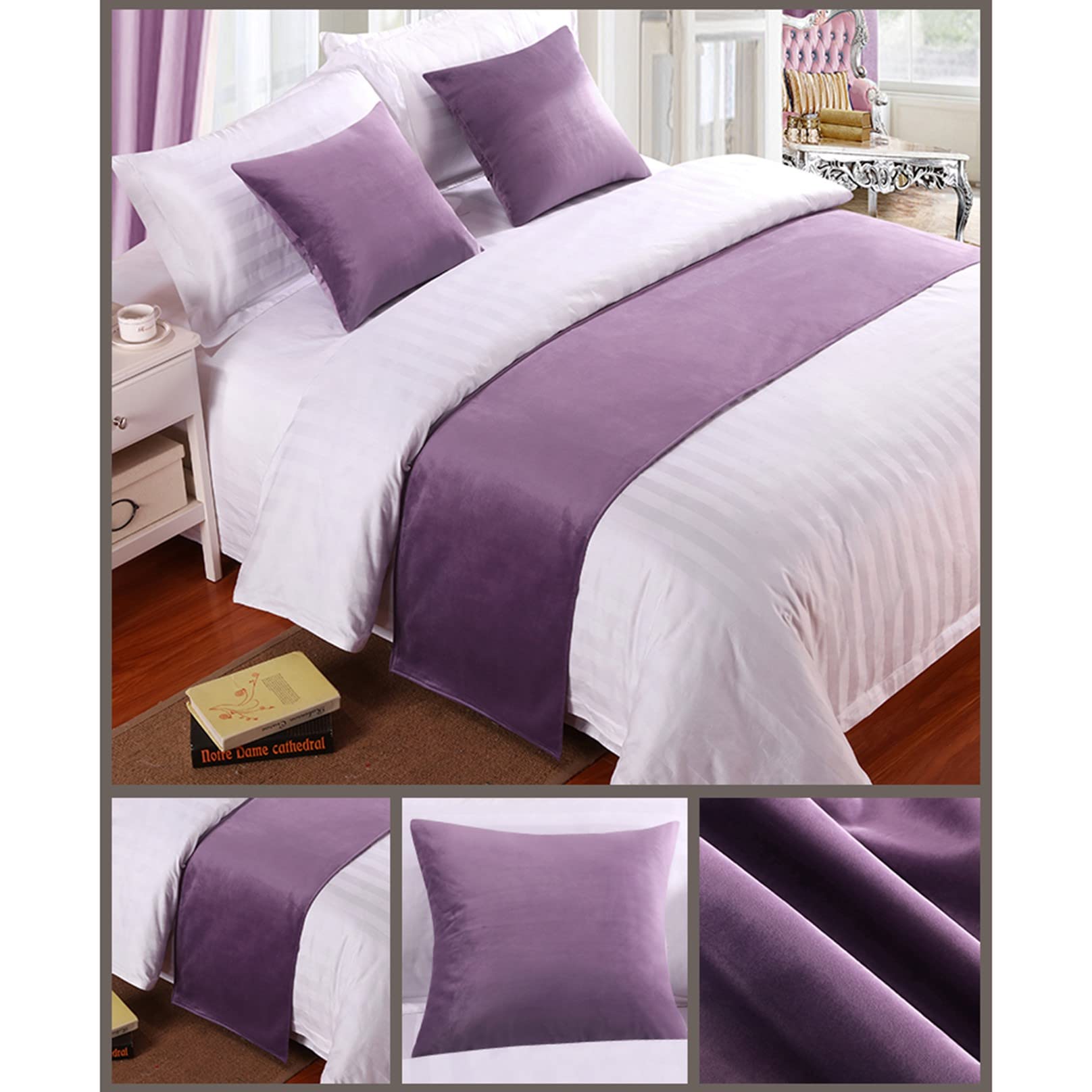 Coureur De Lit (Bed Runner) Uni - Protection Couette - Lavable - Tailles 1.2m à 2.0m - Polyester - Décoration Chambre