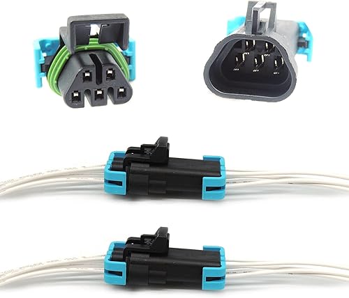 HiSport Paquete de 2 conectores de montaje de faros delanteros sellados macho y hembra de 5 pines, arnés de cableado compatible con GM Pontiac G6