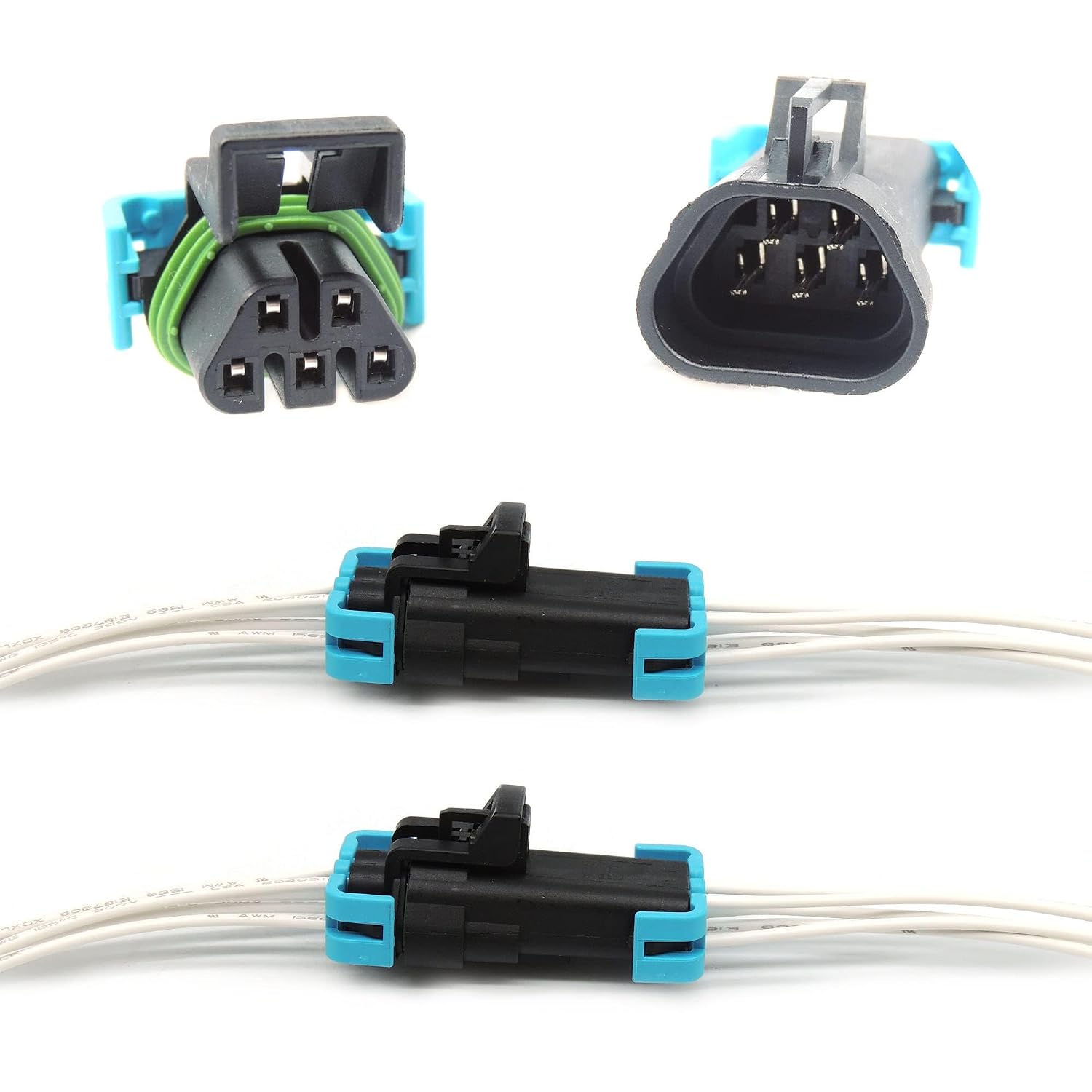 HiSport 1PACK 5 Pin Male And Female Sealed Headlight Assembly Connector Plug Pigtail Wire Wiring Harness Compatible with GM Pontiac G6