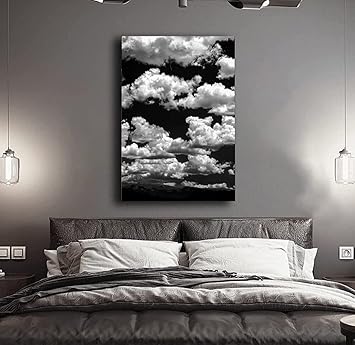 Amazon Co Jp キャンバス絵画 黒と白の美的ポスター 雲のある黒い空 アートポスター インテリア モダン装飾画 ウォールアートポスターキャンバスプリント絵画 インテリア 絵 部屋飾り 玄関 フレーム付き40cmx50cm ホーム キッチン