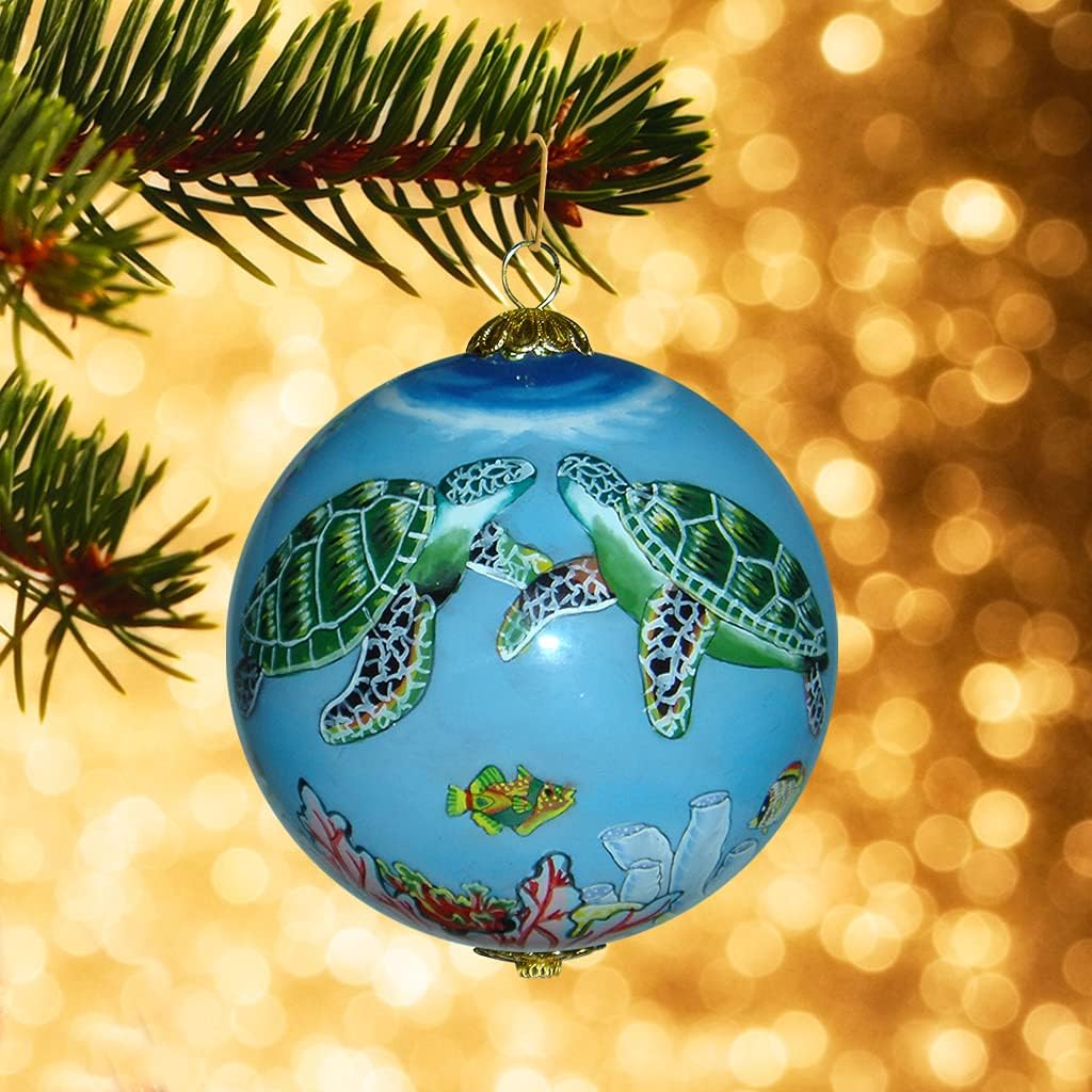Collectible Handpainted Kissing Turtles and Dolphins Aloha Hawaii Ornament NKD/H - Image 9
