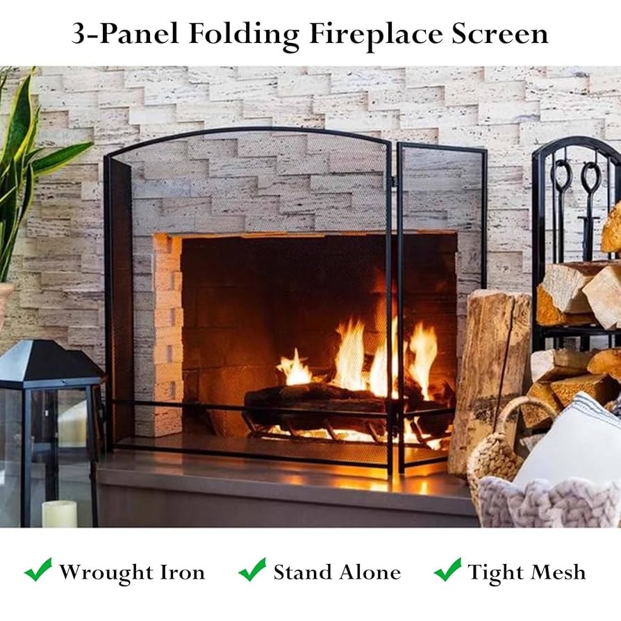 暖炉スクリーンシングルパネル黒錬鉄暖炉スクリーンフラット暖炉