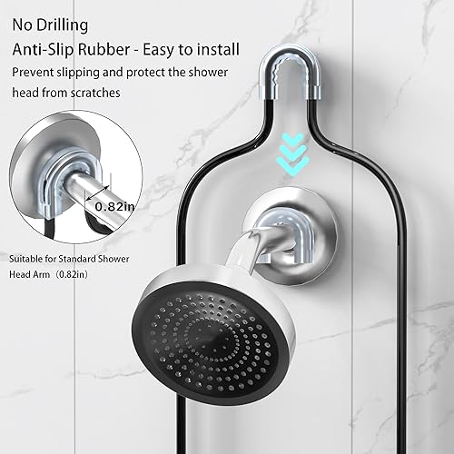 Miniatura 4 de DAOYA Organizador colgante de ducha de baño, organizador de ducha colgante de 3 niveles con soporte de jabón y 6 ganchos para toallas, esponja,