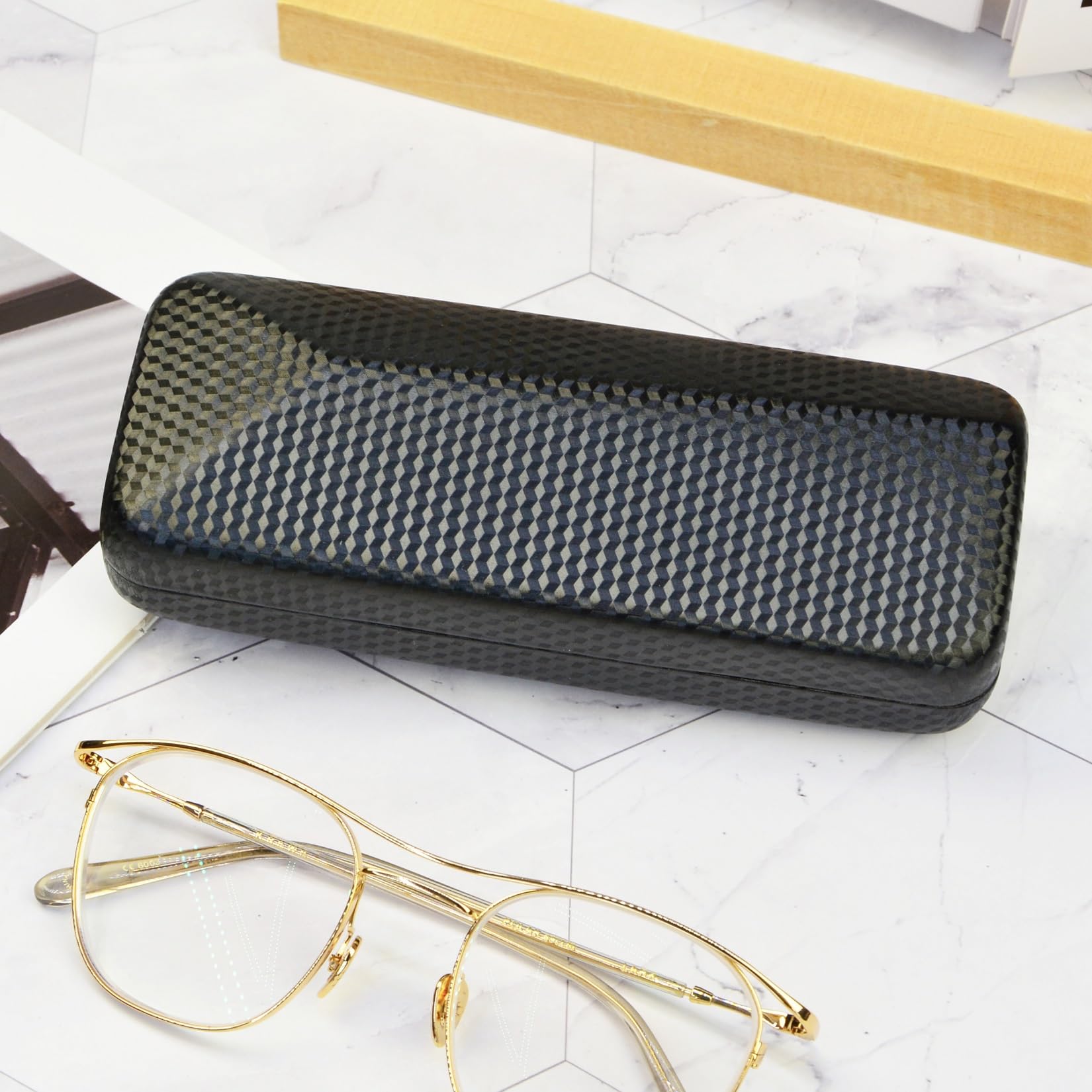 3 Stücke Brillenetui, Brillenetui Hardcase mit Carbon Faser Abdeckung, Brillenhülle für Herren Damen,Brillen Etui Hart Schwarz Glasses Case,Sonnenbrillen Etui