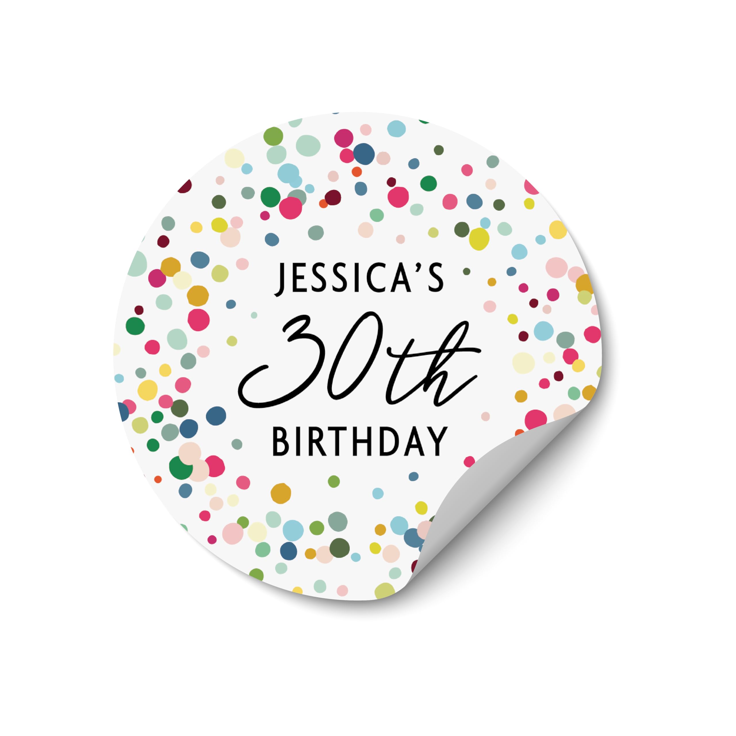 30th Birthday Thank You Stickers, Personalized Party Favor Bag Stickers, Kids Party Stickers, Celebration Thanks for Coming Labels - BD01