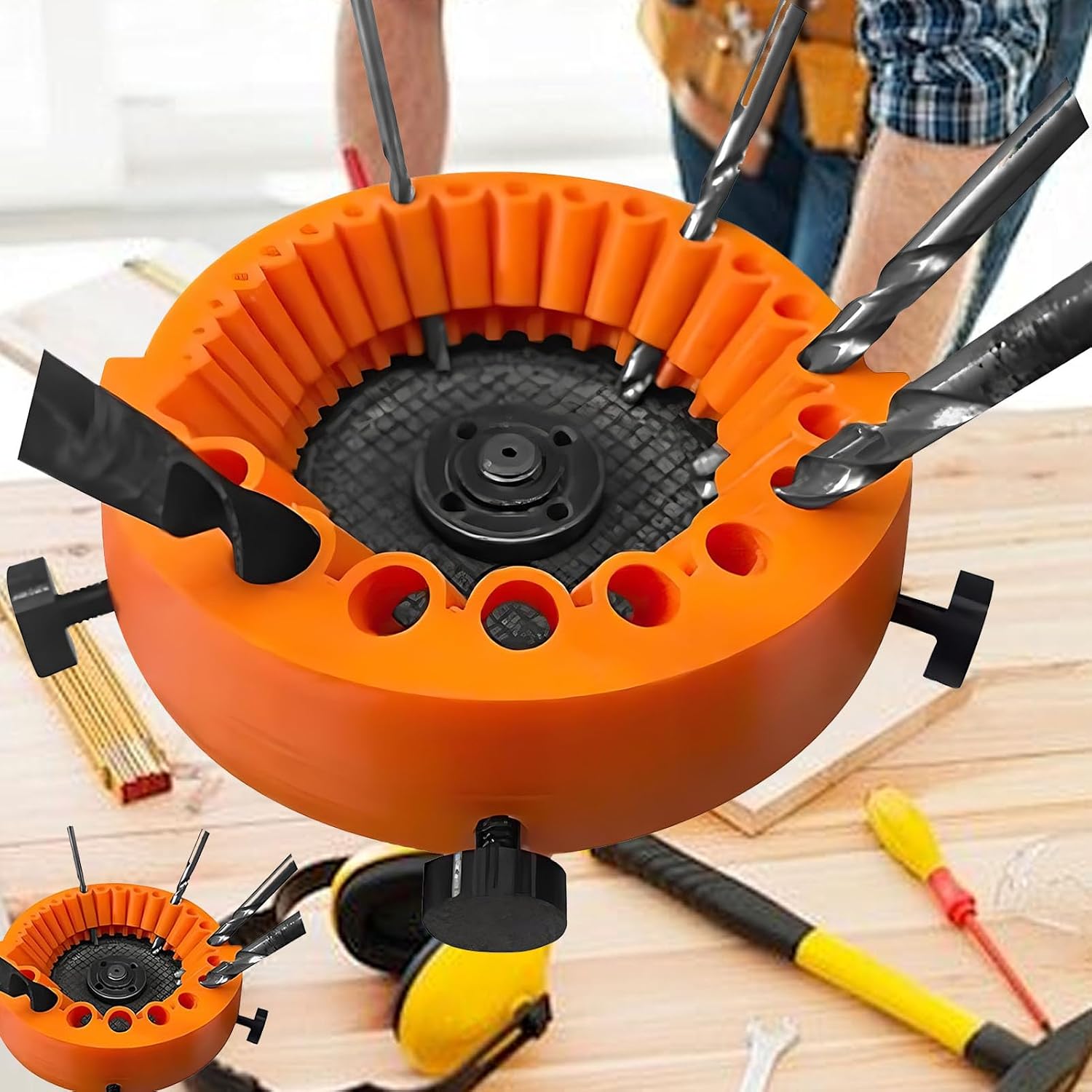 Drill Bit Sharpener for Angle Grinder, Power Drill Bit Grinder Attachment, Portable ABS Construction, Restores Drill Bits to Like New Condition, Compatible with Most Drill Bits (Orange)