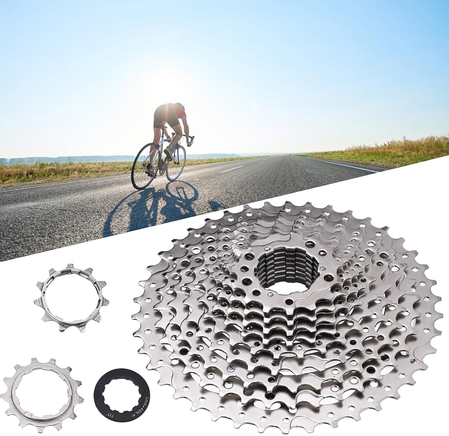 Qiilu 9/10/11/12 Speed 32/36/42/46T Road Bike Freewheel Cassette Sprocket Replacement Accessories High Performance