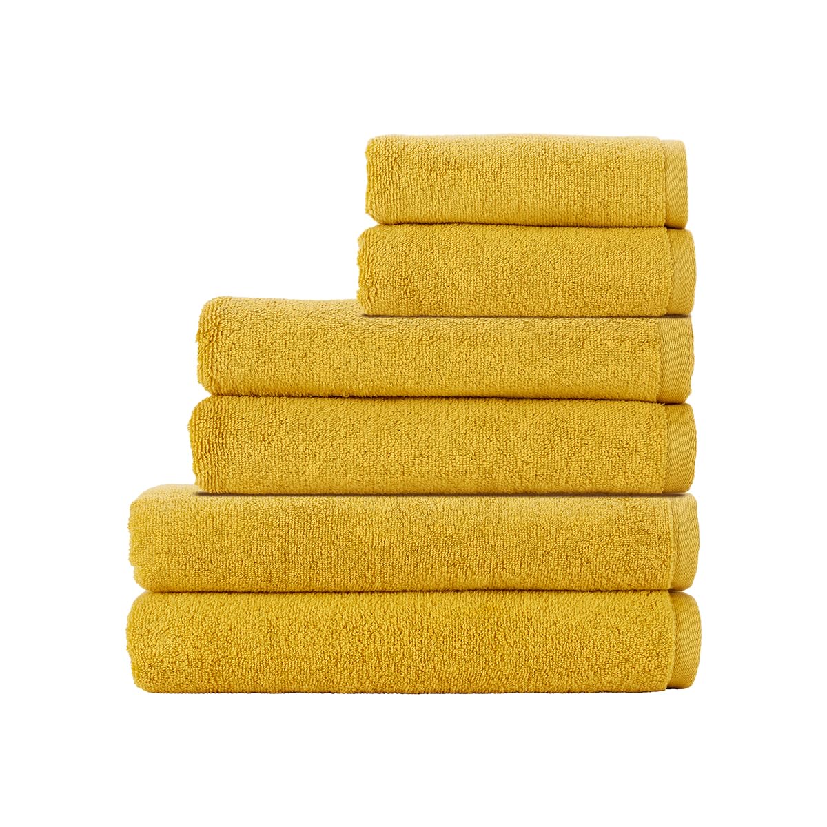 Christy Cirrus Family Towel Set | 6 Pieces | 2 Hand 2 Bath Towels 2 Bath Sheets | Quick Dry | Super Soft and Fluffy | Lightweight Bathroom Shower Towels | 100% Cotton | Sunflower Yellow