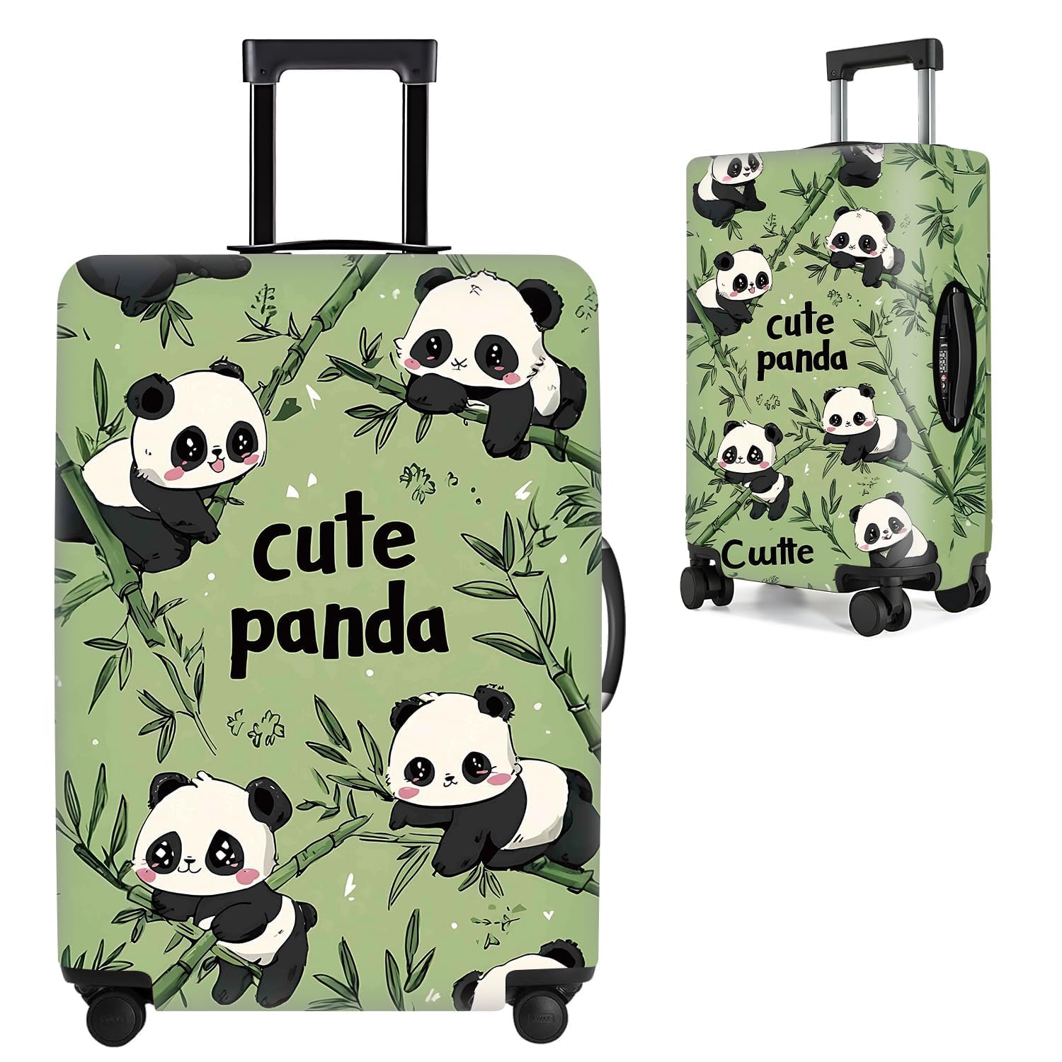 Cute Panda Luggage Cover – Bamboo Forest Cartoon Design Suitcase Protector – Stretch Travel Case Cover – Fits 24 to 26 Inch Luggage,M