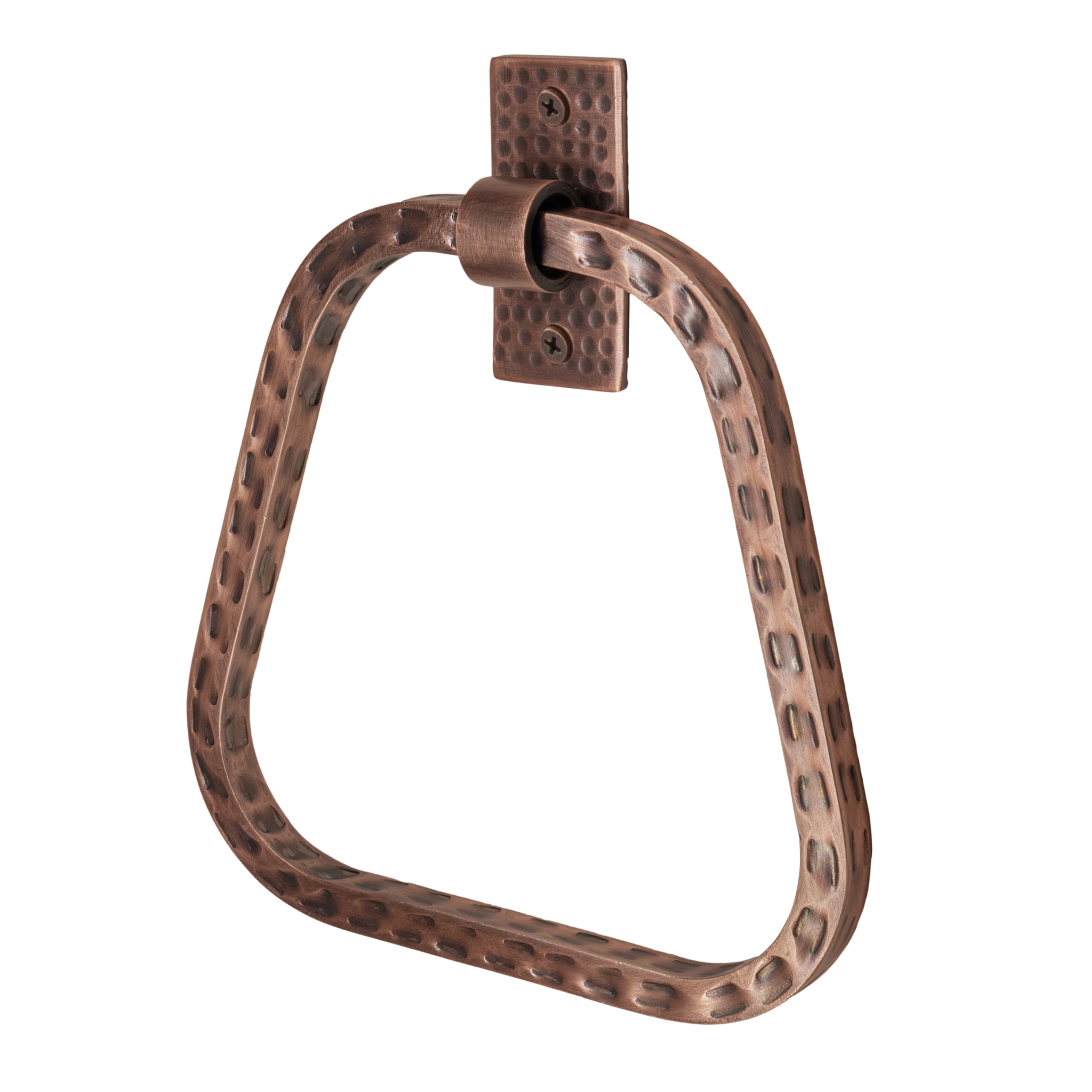 Monarch Abode 21631 Modern Towel Ring Holder Hand Hammered Wall Mount Bathroom and Kitchen Storage, Metal Towel Hanger, 7 inch, Antique Copper