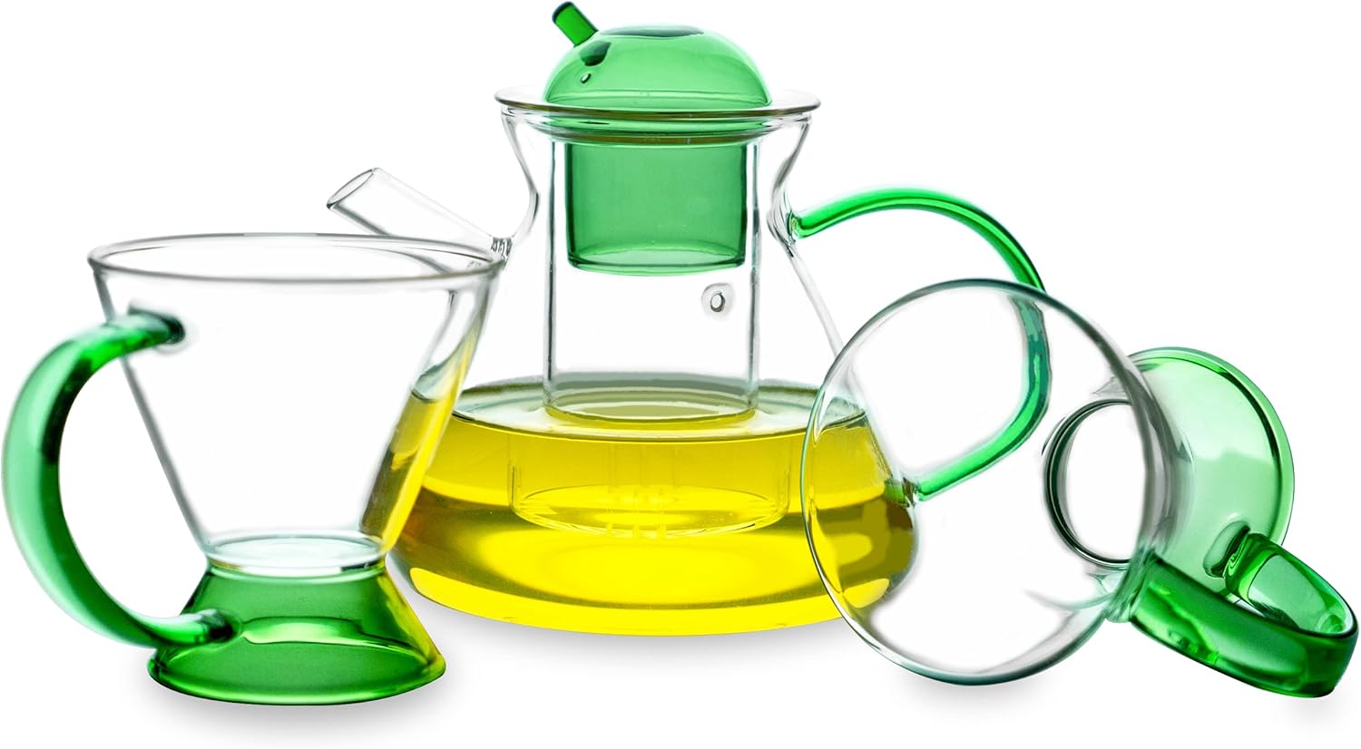 Blue Glass Tea Set, 2 Fancy Cups, Tea Pot Glass, Tea Kettle Set, Tea Pot, Glass