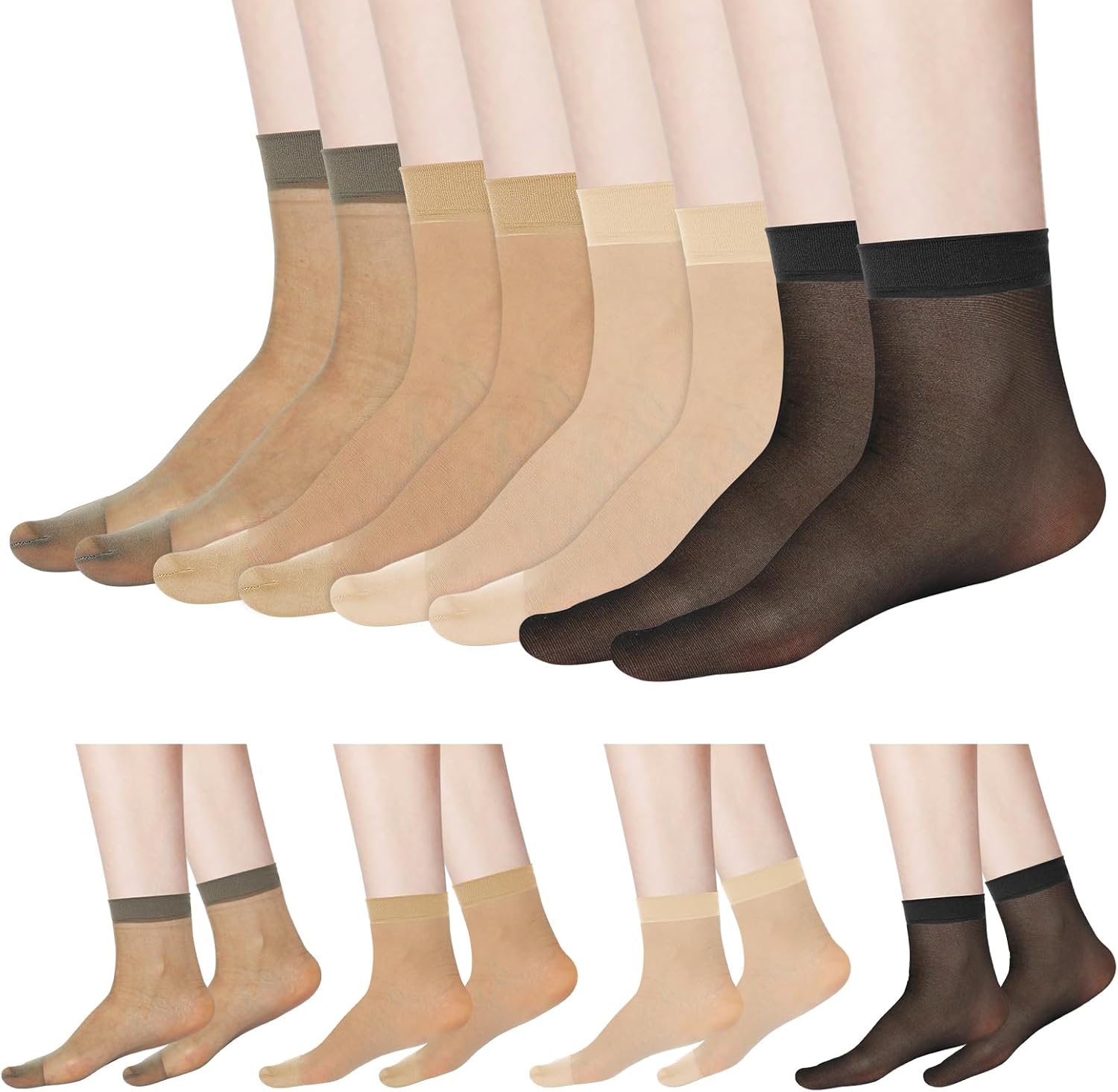 Mozeat Lens 20 Pairs Womens Sheer Ankle Socks Thin Nylon