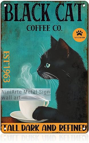 Miniatura 9 de Letrero de metal de café fresco, arte de pared retro para el hogar, cocina, cafetería, oficina, decoración de 8 x 12 pulgadas Café4,Café6,Perro