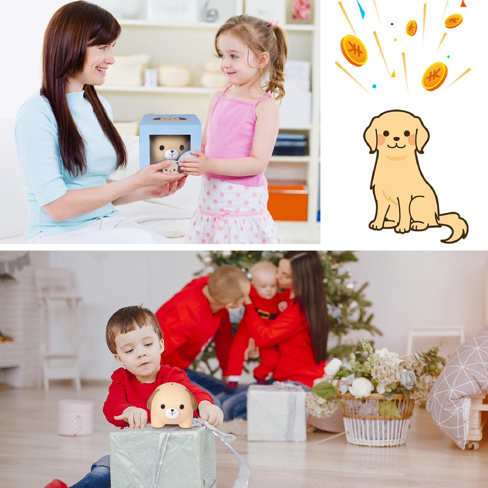 Salvadanaio a forma di cane per bambini, divertente per ragazze, scatola di vacanza, salvadanaio per adulti, bambini