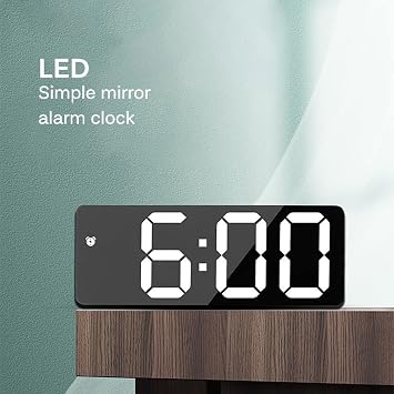 Çalar Saat, LED Ekran, Dijital Ayna, Pilli, Çift Amaçlı, Erteleme, Gece Modası, Yatak Odası ve Ofis İçin Uygun (Beyaz), Universel, SFM550