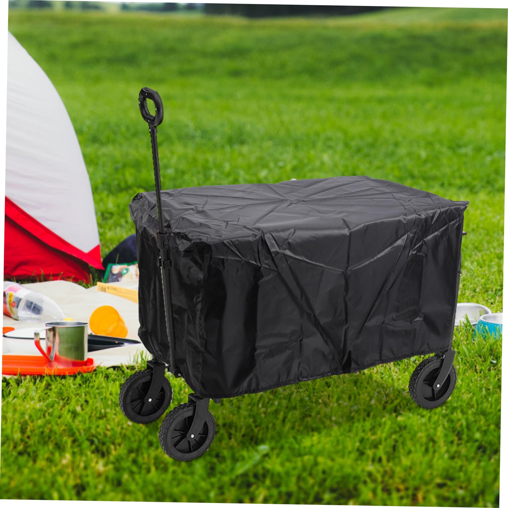 Toddmomy Housse de Chariot de Camping Bâche Anti-Pluie Noir en Tissu Oxford et Protection Solaire, Adaptée pour Chariot Pliant Extérieur Lors de Pique-niques et Camping