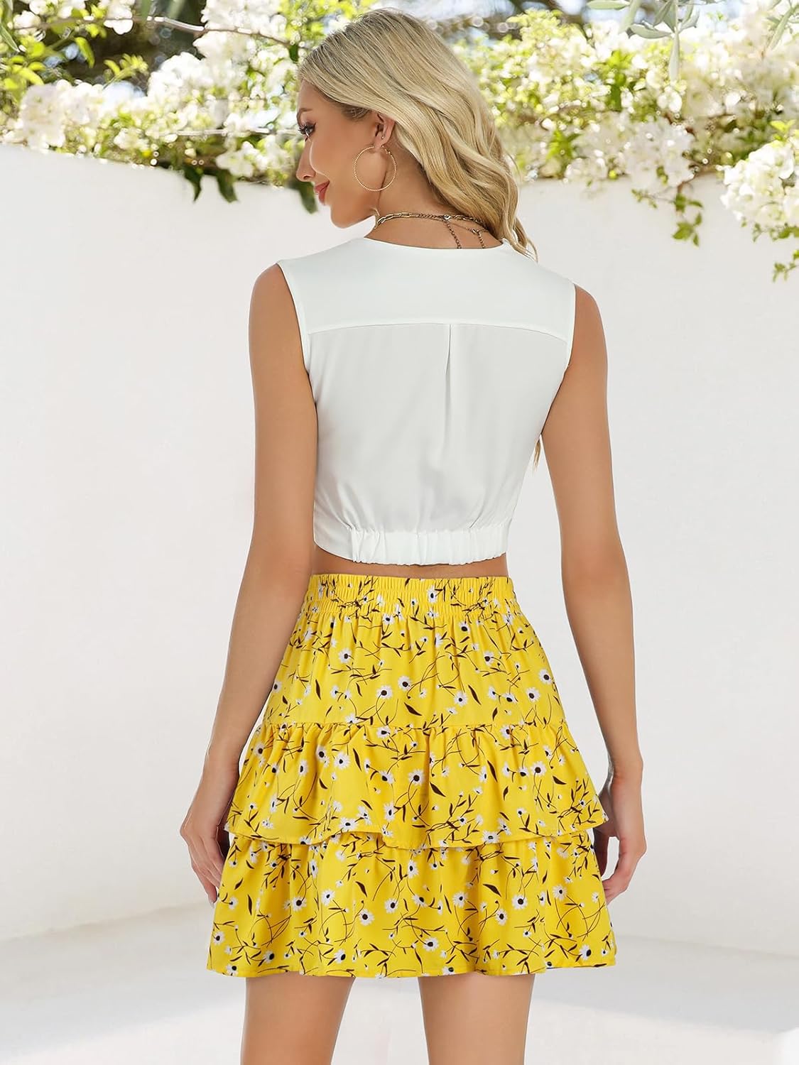 Berydress Ruffle Mini Skirts for Women 2025 High Waist Flowy Summer Vacation Casual Beach Boho Tiered Short Skirt - Image 2