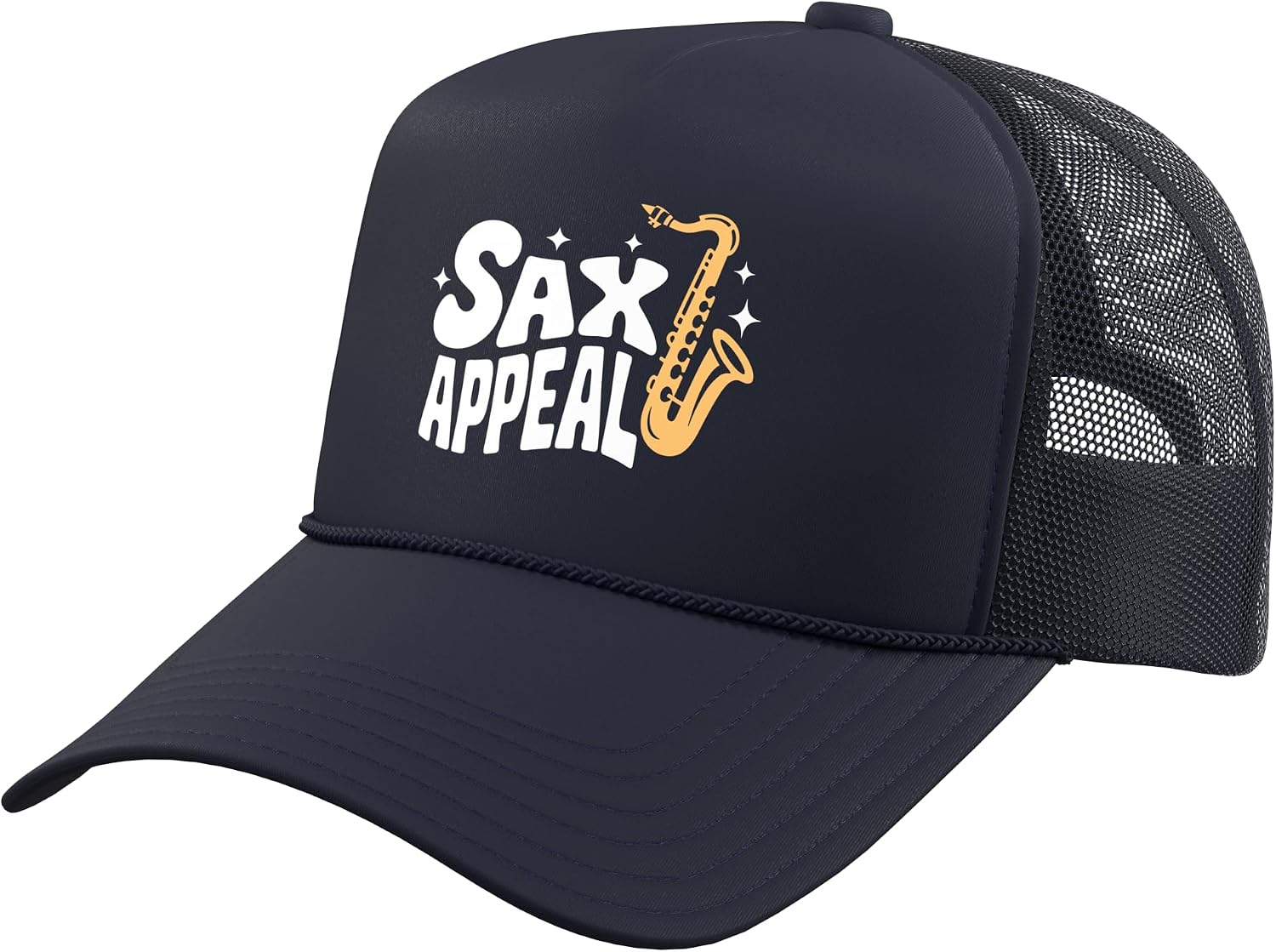 Sax Appeal - Funny Pun Saxophone Jazz Music Lover Trucker Hat with Adjustable Mesh Back