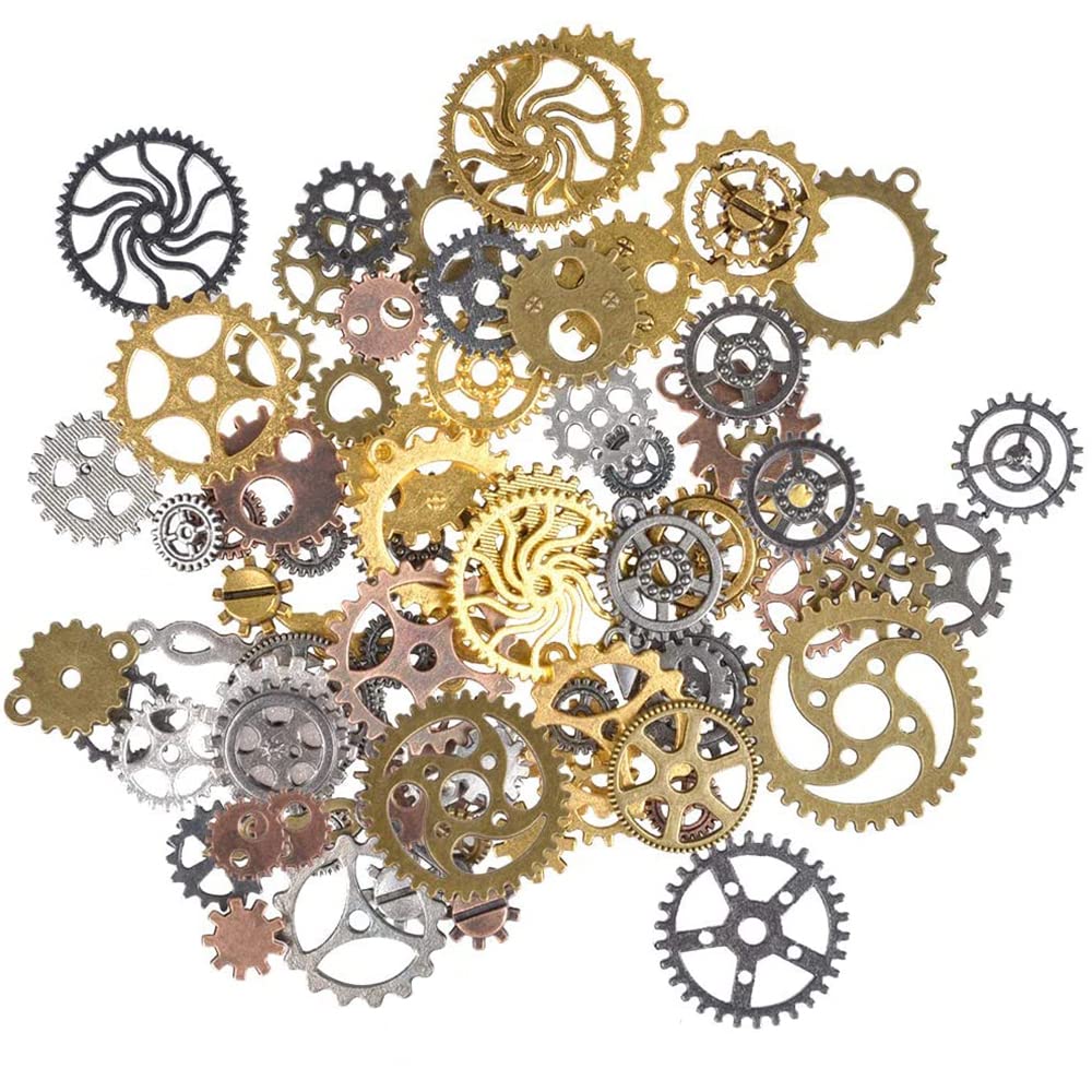 CENPEK 200 Grams Cogs and Gears, Steampunk Charms Accessories Assorted Antique Steampunk Craft for Crafting Jewelry Making Accessories