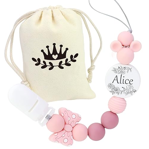 Clip de silicona para chupete, juegos de soporte para chupete para niños y niñas, adorables clips personalizados para chupete de ratón, se adapta a