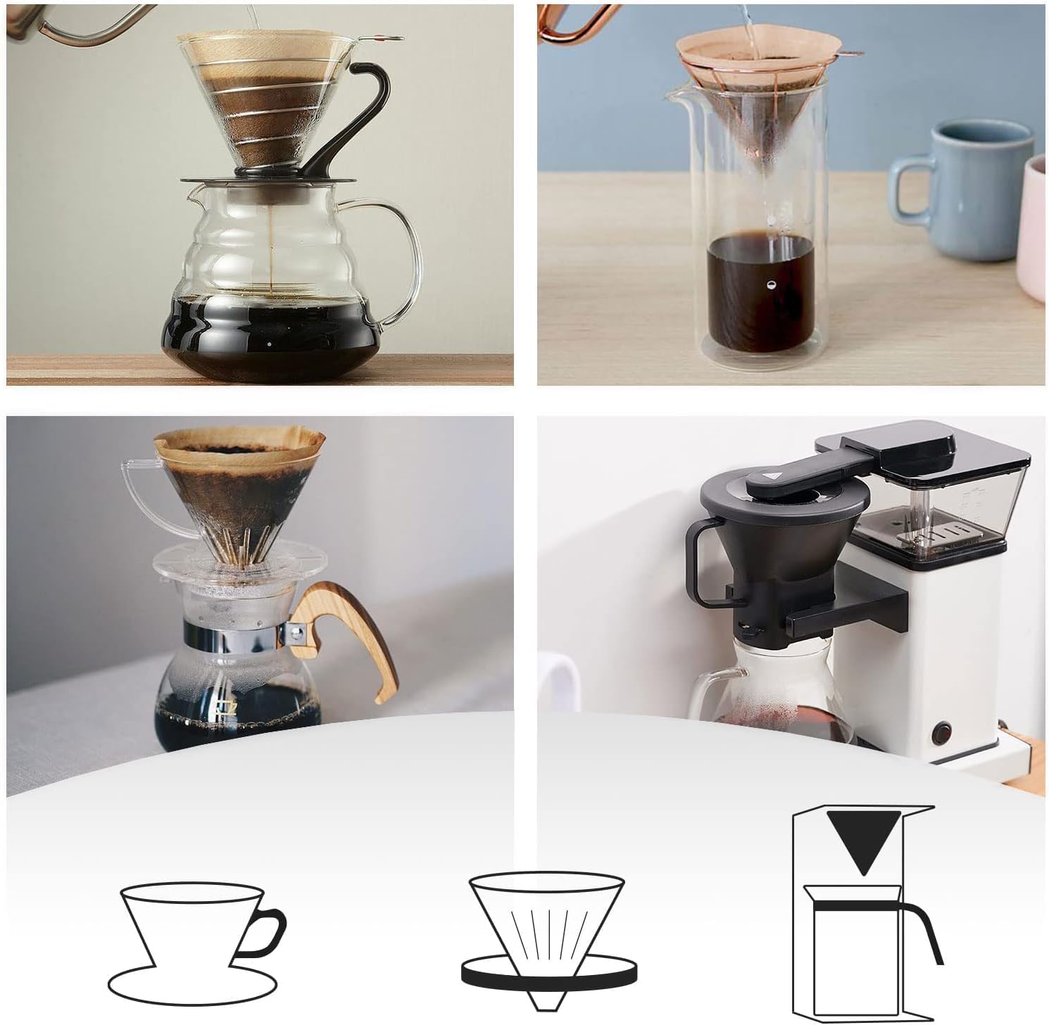 V60 Coffee Filters, Cone Coffee Filters #2, Natural Unbleached Pour Over Coffee Filter Compatible with V60 Dripper and Coffee Maker, 1-4 Cup (Size 02, 100Count)