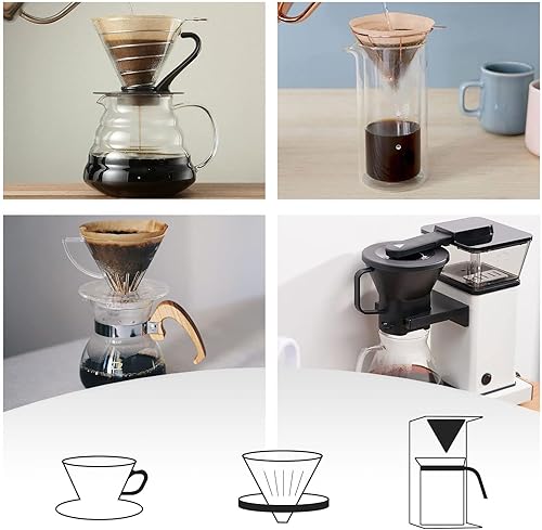 Miniatura 4 de V60 Filtros de café, filtros de café en cono #2, filtro natural sin blanquear para verter sobre café compatible con gotero y cafetera V60, 1-4 tazas