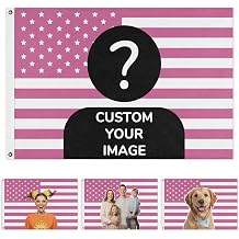 Custom Pink American Flag, Personalized Funny Flag with Picture Photo Text Logo,Single/Double Sided Customized Tapestry Poster for Bedroom Dorm Garden Party Decor, 2x3 3x5 4x6 5x8 Ft Pink