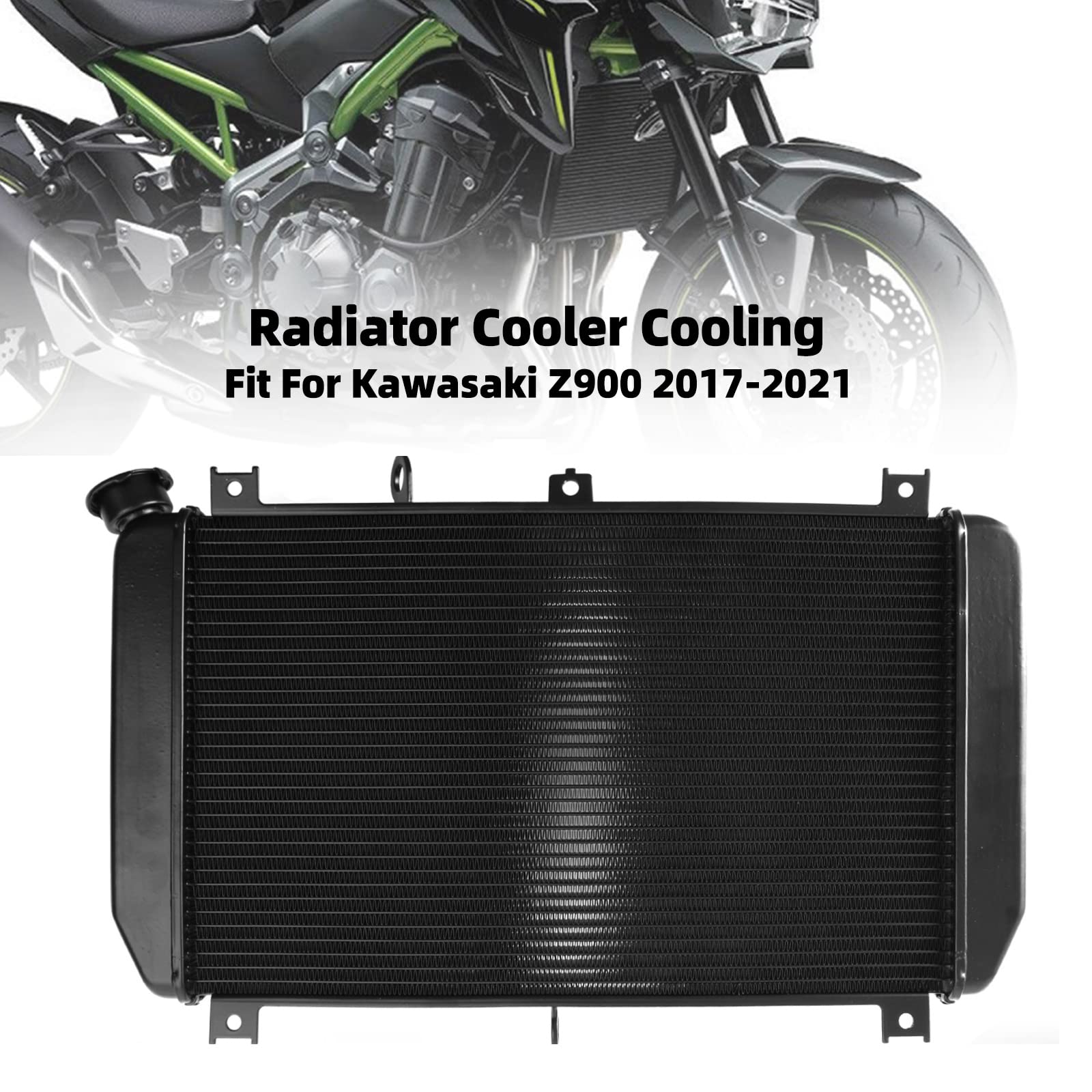 Radiateur de Refroidissement en Alupour Minium pour Kawasaki Z900 2017-2023, Haute Transmissibilité Thermique, Cooler Radiator, Installation sans Modification, 1 Pièce