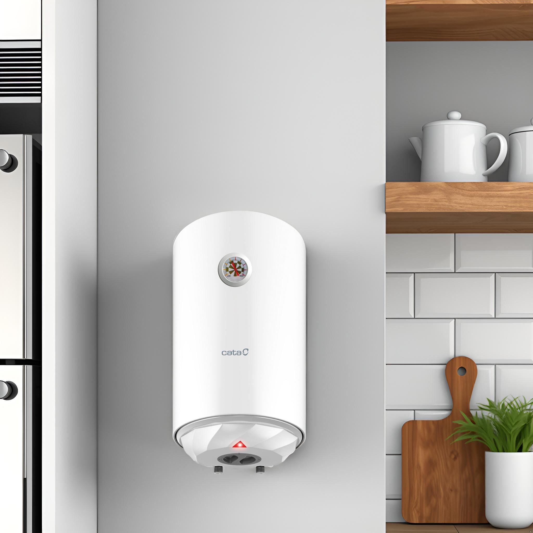 Cata Termo Eléctrico CTR-30-M Forma Redonda 30L Instalación Vertical Display Mecánico Modo ECO Superaislamiento Potencia 1500W Color Blanco