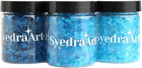 Miniatura 135 de Syedra - Juego de 3 piezas de vidrio triturado para manualidades, arte de resina, piezas de espejo de color triturado, 1 libra (amarillo)