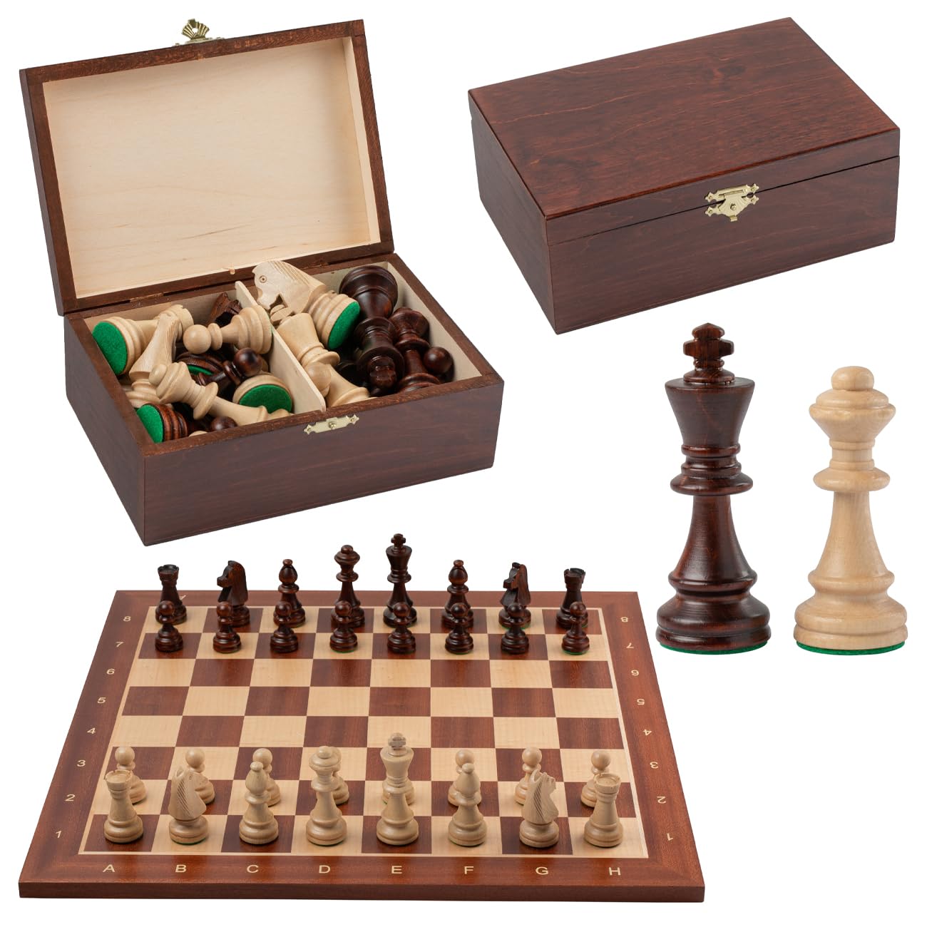 Master of Chess Professional TOURNAMENT No.6 Wooden Chess Set Inlaid 54 cm Chess Board + Staunton No.6 Chess Pieces