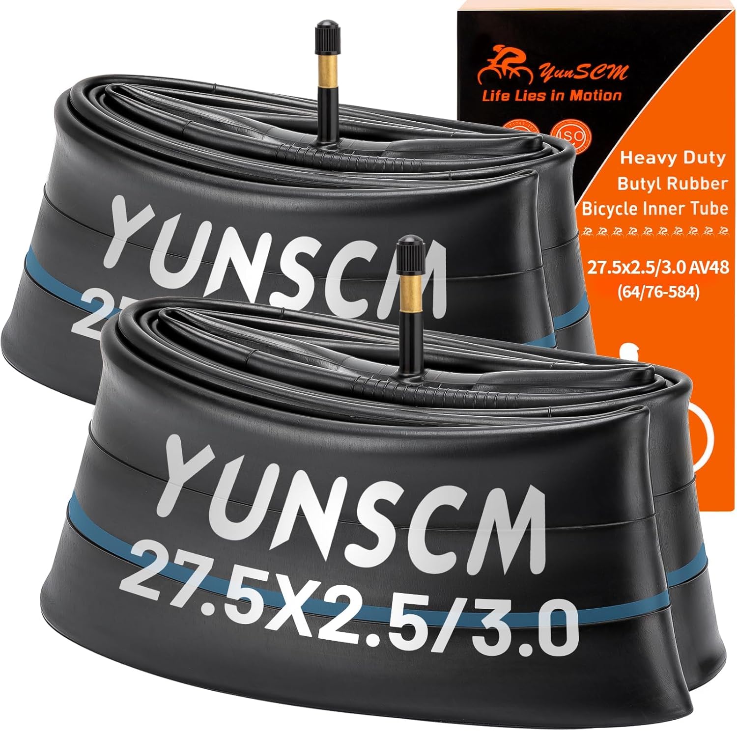 2-PCS 27.5" Heavy Duty Bike Tubes 27.5x2.5 27.5x3.0 64/76-584 Inner Tubes Compatible with 27.5" x2.5''/3.0'' AV48MM Schrader Valve Bike Bicycle Tire Tubes