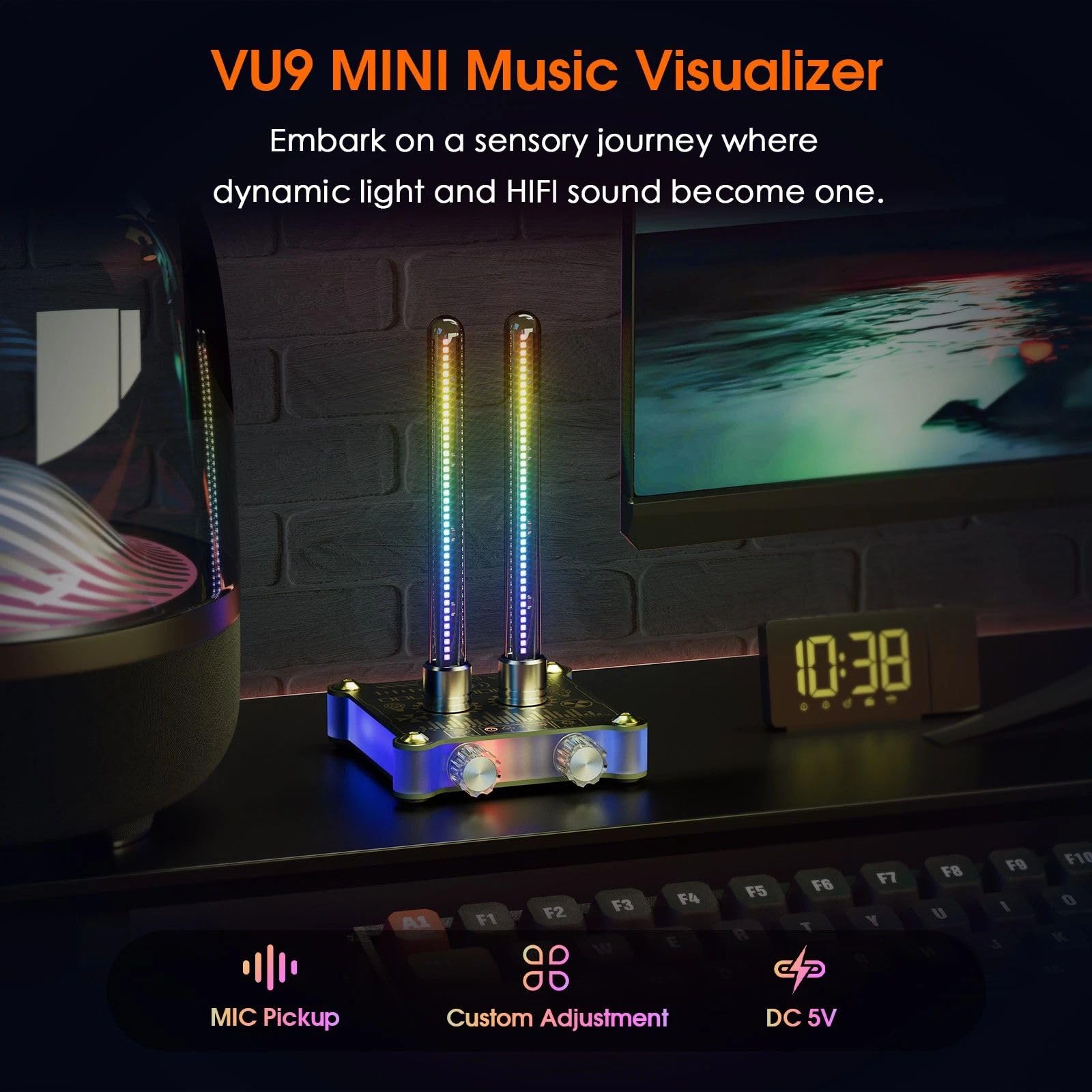 Nobsound RGB LED Tube Musik Spektrum Rhythmus Licht Retro Sound Level Meter Mic Pickup für Home Stereo System Desktop Geschenk, mit Empfindlichkeitseinstellung