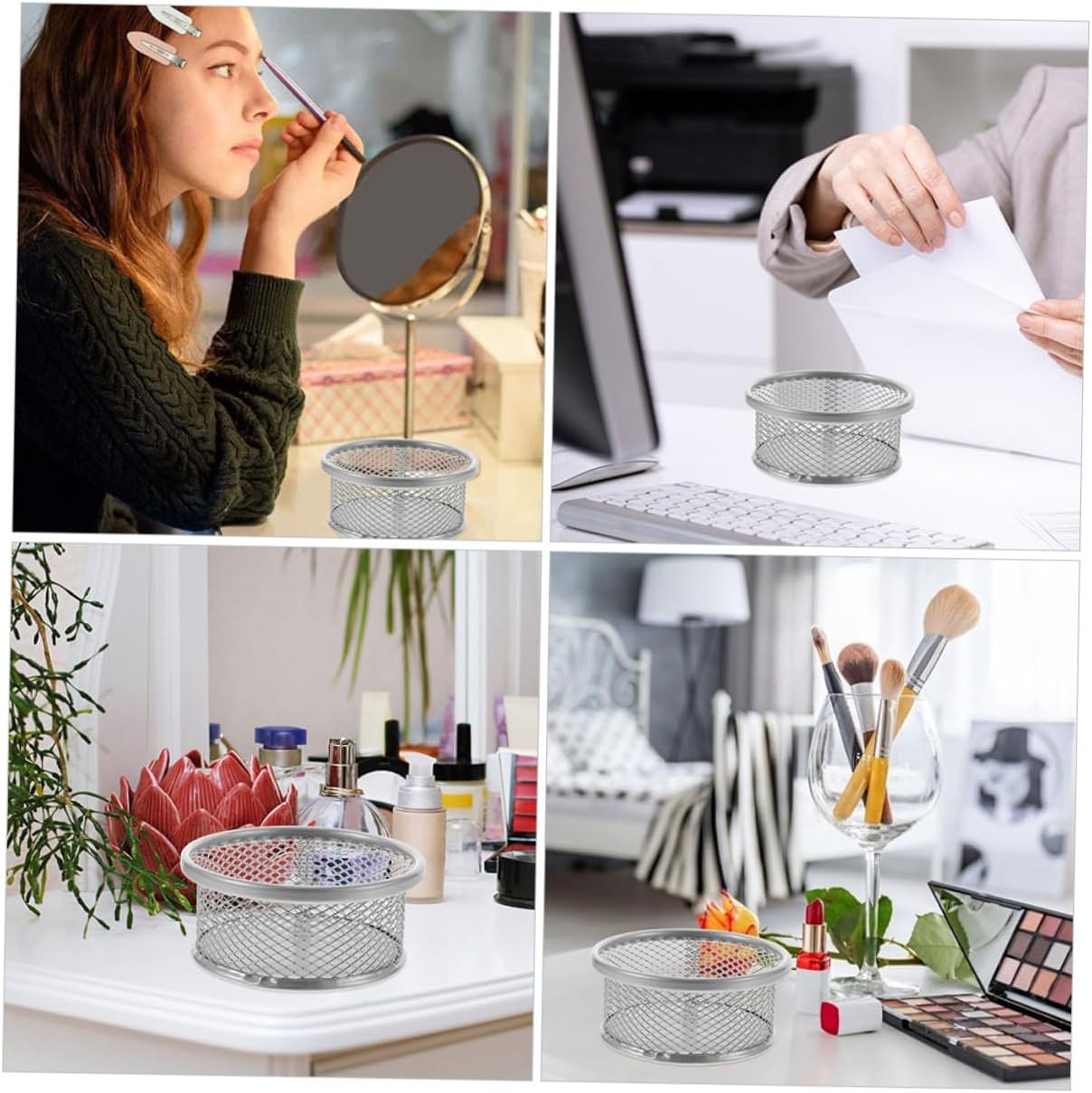 SOLUSTRE Mesh Paper Clip Holder Metal Storage Organizer for Office Supplies Capacity Desktop Dispenser for Paper Clips Thumbtacks Accessories Practical Design