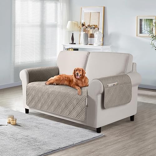 Miniatura 42 de TAOCOCO Fundas de sofá impermeables extragrandes para mascotas y perros con respaldo antideslizante, fundas para asientos de sofá con bolsillo para