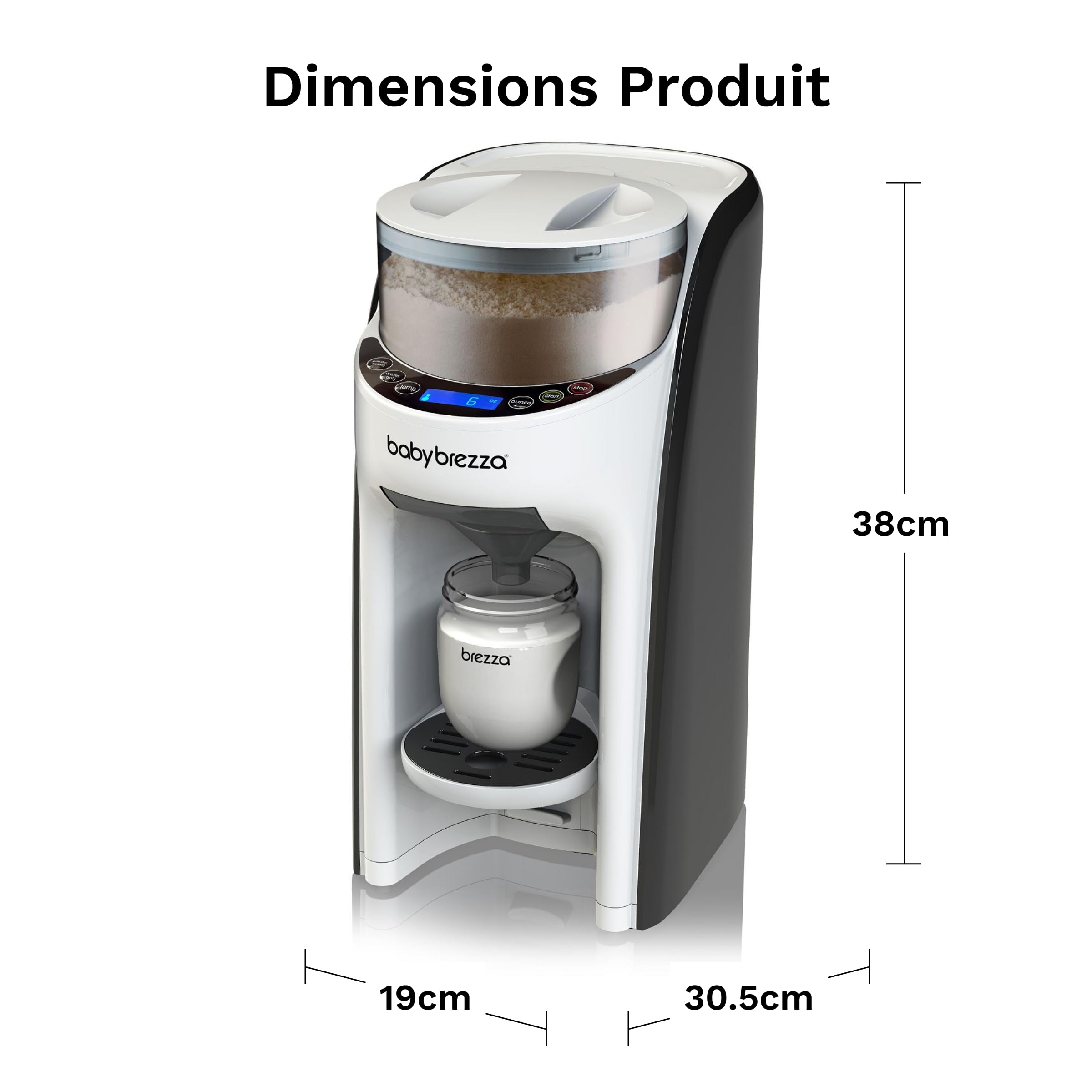 Baby Brezza - Préparateur de Biberons automatique Formula Pro Advanced avec kit entonnoir supplémentaire offert - Noir et Blanc