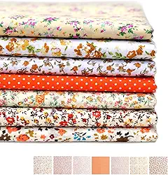 7 peças de tecido acolchoado de algodão 25,4 x 25,4 cm, tecido estampado de flores, conjunto de patchwork, almofadas, tecido de algodão, folhas quadradas, patchwork para bordado, têxteis, boneca