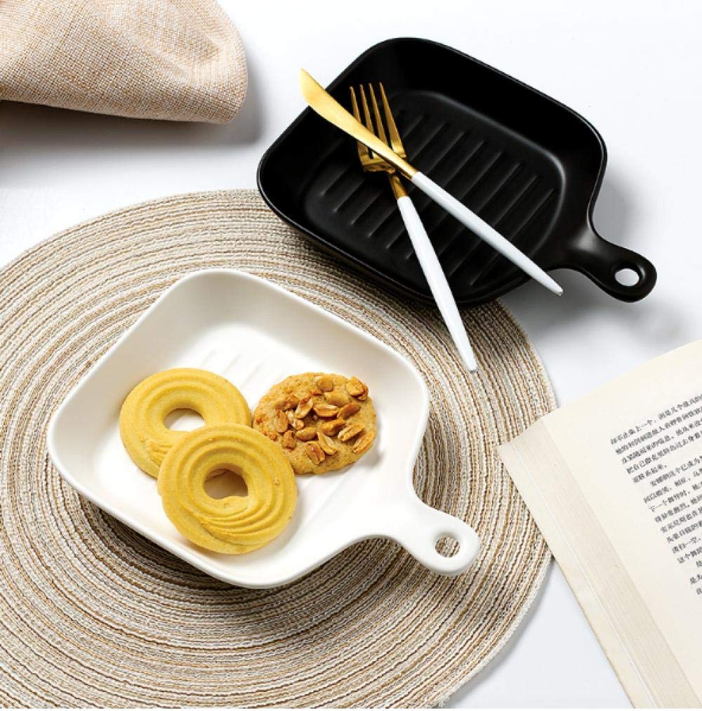 Creative Nordic Baking Pan Household Dishes Single Handle Baking Pan Ceramic-Black Round