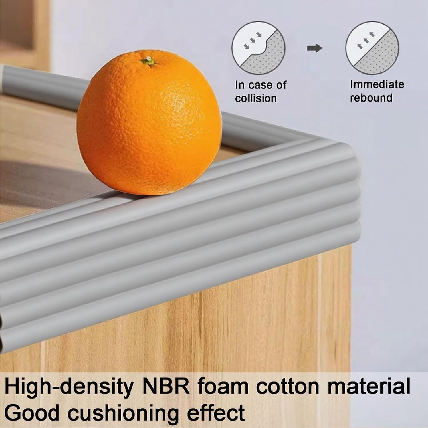 Proof Edges Corner Protector, 2pcs 78.7in/200cm Furniture Safety Bumpers Guard Padding, Soft NBR Rubber Foam Adhesive Cushion, Fireplace Cabinets Table Desk Edges & Sharp Corners (Gray)