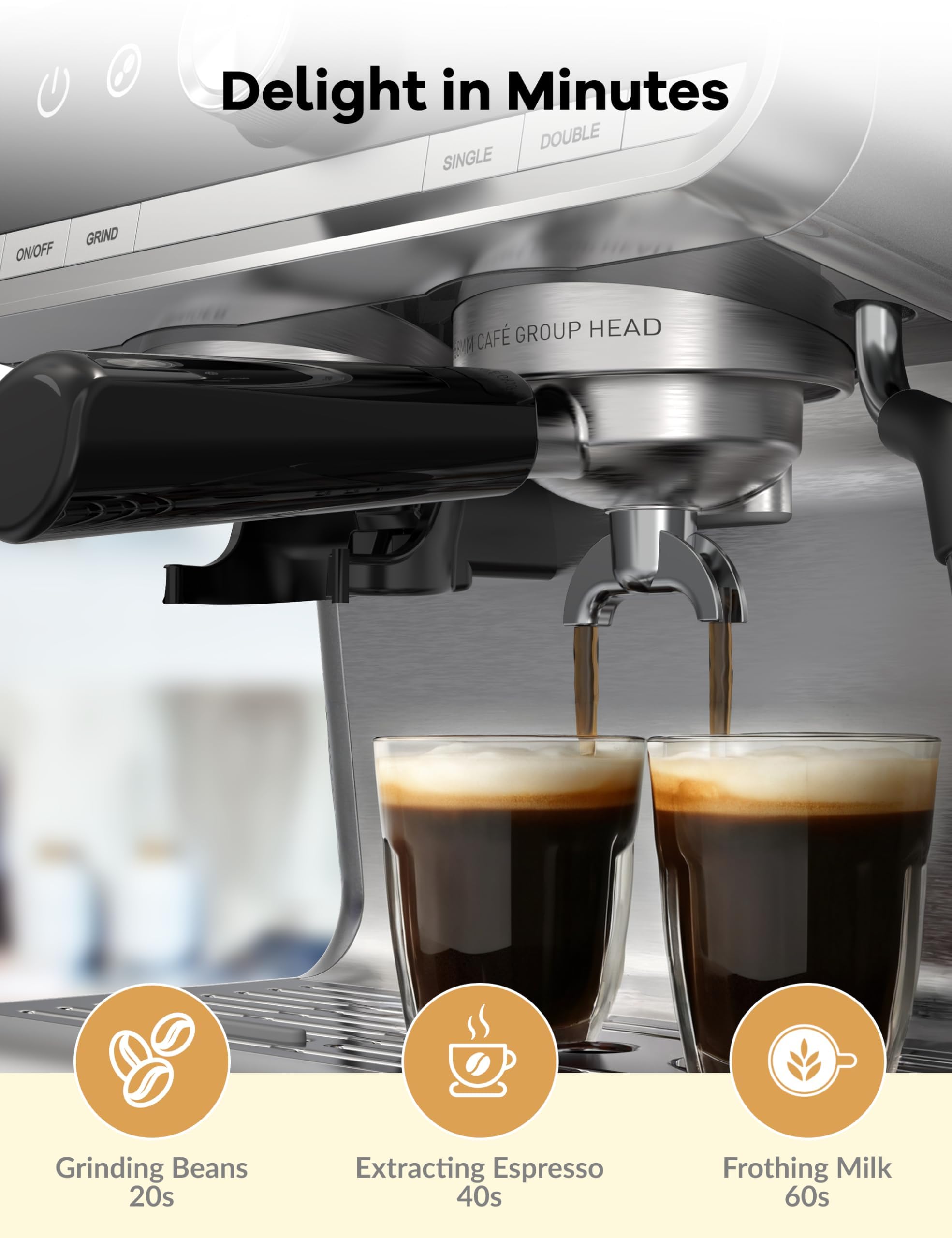 GarveeHome Espresso Machine with Grinder - Make Cappuccinos! -3 GarveeHome Espresso Machine with Grinder - Make Cappuccinos! -3