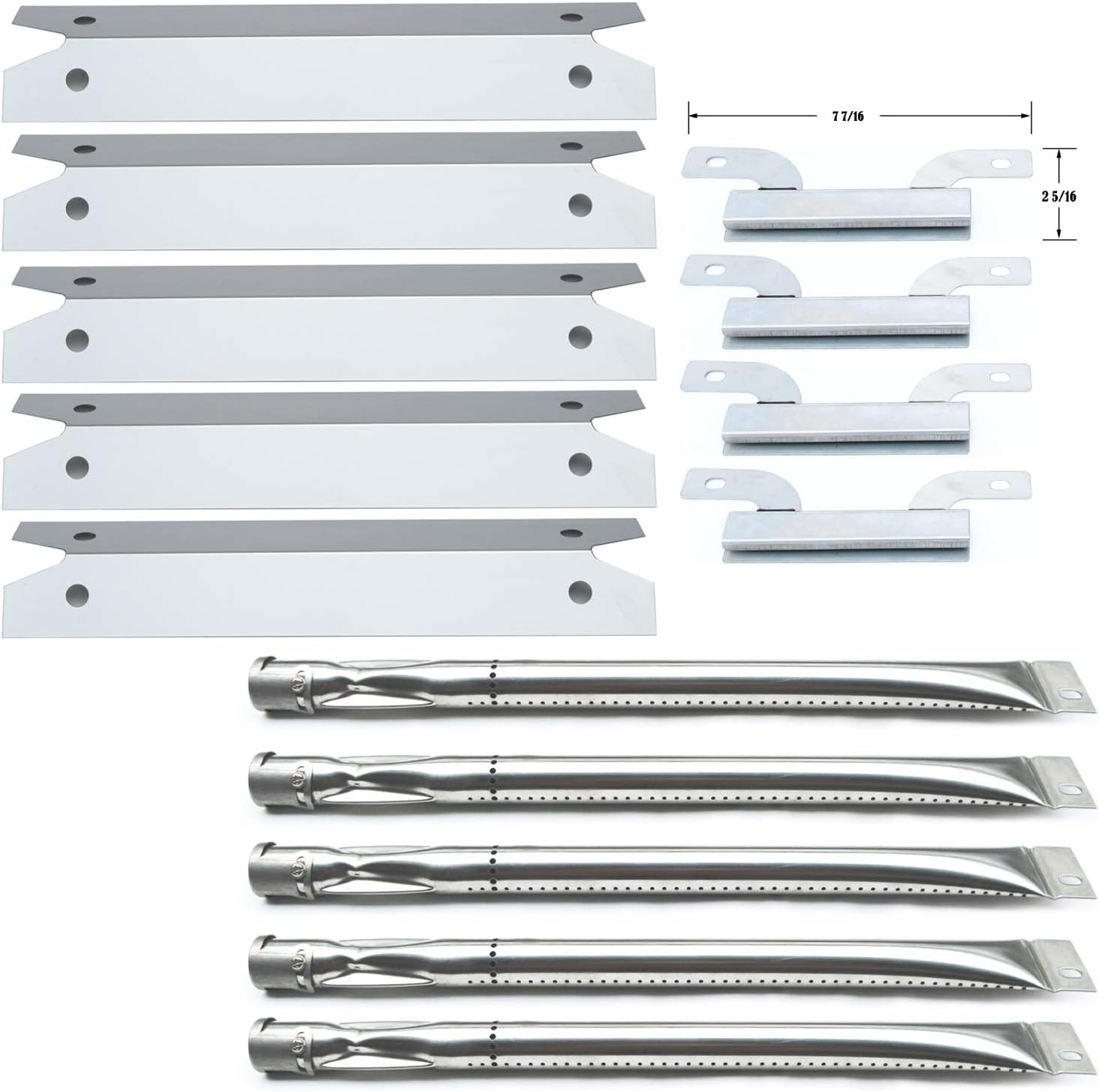 Direct Store Parts Kit DG261 Replacement for Gas Grill Brinkmann 810-1575-W Gas Grill Parts Kit (Stainless Steel Burner + Stainless Steel Carry-Over Tubes + Stainless Steel Heat Plate)