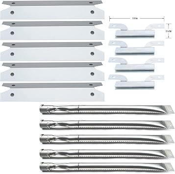 Parts Kit DG261 Replacement for Brinkmann 810-1575-W Gas Grill - Stainless Steel Burner, Carry-Over Tubes, and Heat Plate