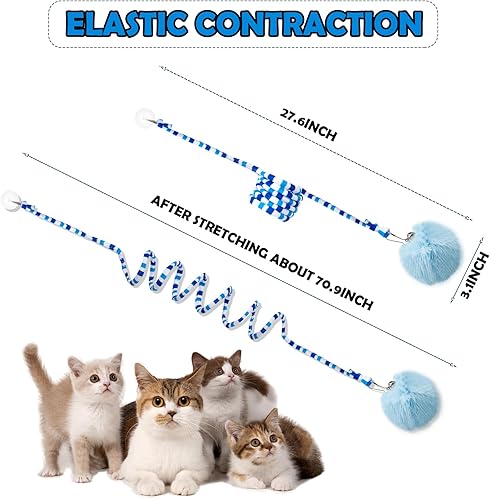 Miniatura 4 de Audoloku 3 piezas de juguetes de resorte para gatos con ventosa autoadhesiva para puerta y techo, juguete interactivo para gatos en interiores,