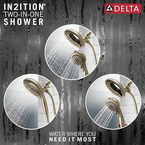 Miniatura 12 de Delta Grifo 5-Spray Touch-Clean In2ition 2-en-1 Cabezal de ducha de mano dual con manguera, bronce veneciano 58569-RB-PK Bronce