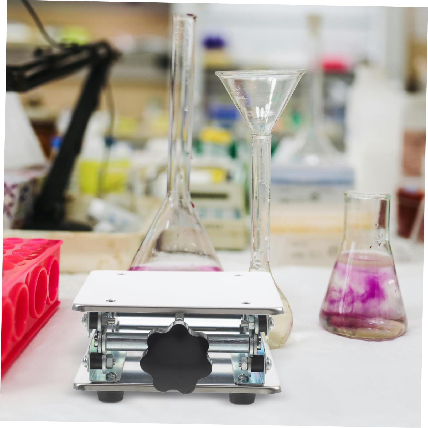 Alipis Table Élévatrice en Acier Inoxydable pour Cric de Laboratoire, Commande Manuelle, Plateforme Polyvalente, pour Verrerie et Matériel de Laboratoire