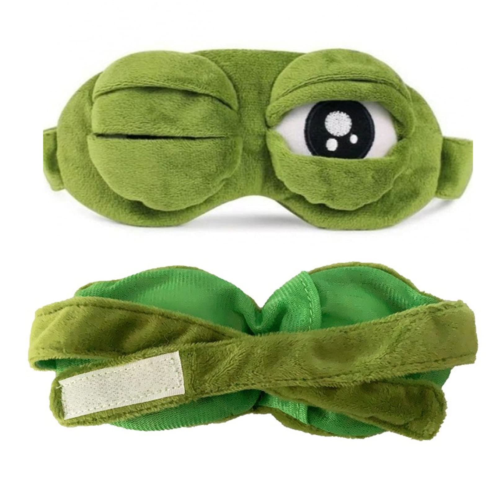 Cute Green Frog 3D Eye mask Cover Sleep Rest Anime Funny Gift Cute Cartoon Design Sleeping Eye Blinder Travel Office Snap Soft Plush Eye Mask for Children, Girlfriend, Men, Women, Family and Kids