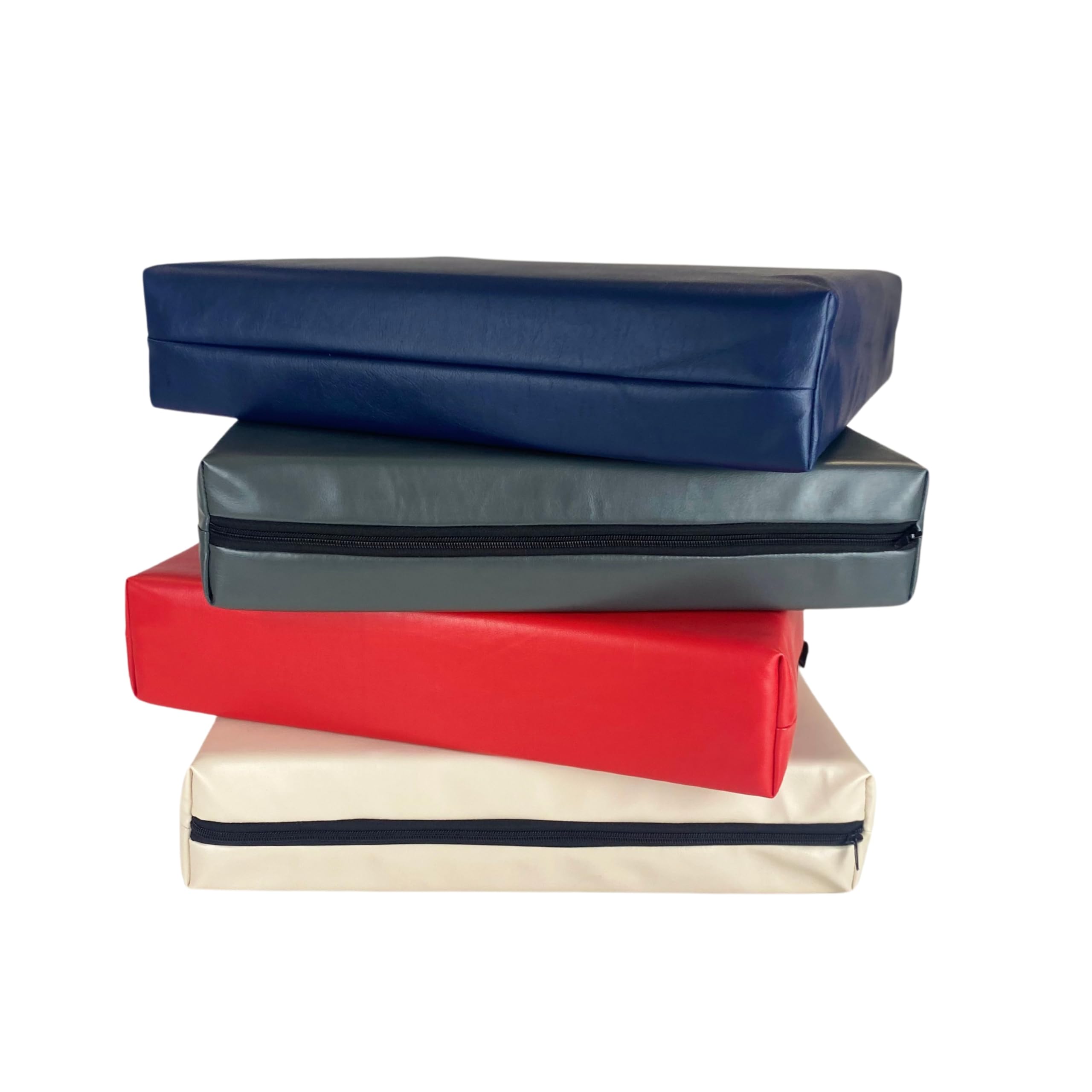 FIVE MOONS Memory Foam Faux Leather Seat Cushion for Sofa, Dining, Games Chair, Office Chair Seat Pads Enhancer, Zipped Cover, Black, Brown, Cream, Red, Blue, Grey. (Grey, 22" x 22" x 3")